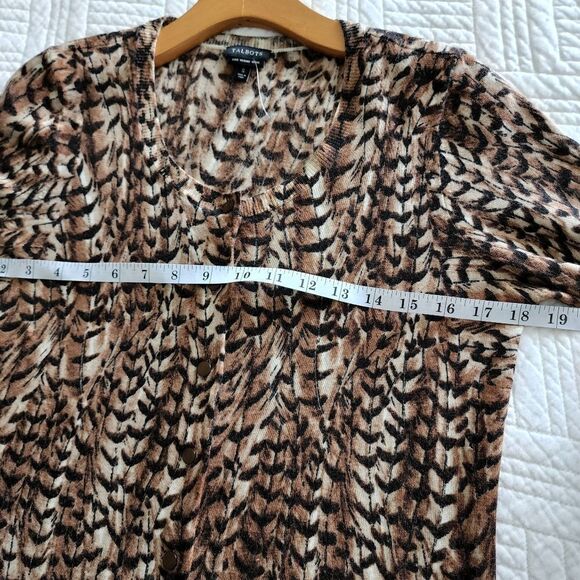 Talbots 100% merino wool animal print long sleeve cardigan - Picture 4 of 7